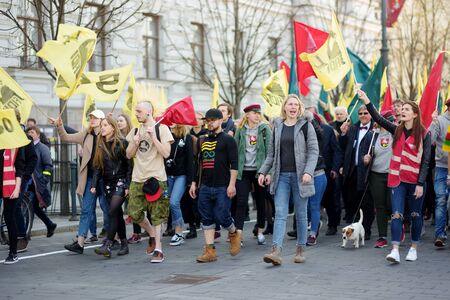 VILNIUS, LITHUANIA - APRIL 7, 2018: People participating in Physicists Day (FiDi), a humorous event...