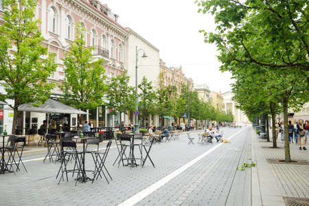 VILNIUS, LITHUANIA - JULY 14, 2020: Gediminas Avenue, the main street of Vilnius, where most of the governmental institutions of Lithuania are concentrated, including the government and parliament.のeditorial素材