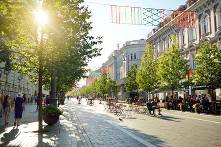 VILNIUS, LITHUANIA - JULY 14, 2020: Gediminas Avenue, the main street of Vilnius, where most of the governmental institutions of Lithuania are concentrated, including the government and parliament.のeditorial素材