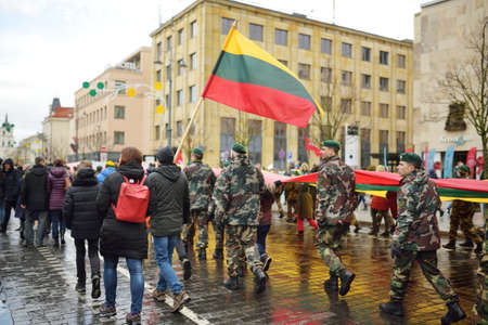VILNIUS, LITHUANIA - MARCH 11, 2020: Thousands of people taking part in a festive events as Lithuania marked the 30th anniversary of its independence restoration.のeditorial素材