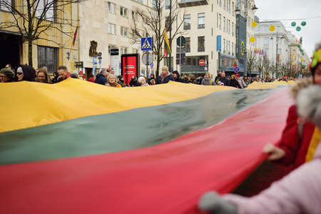 VILNIUS, LITHUANIA - MARCH 11, 2020: Thousands of people taking part in a festive events as Lithuania marked the 30th anniversary of its independence restoration.のeditorial素材