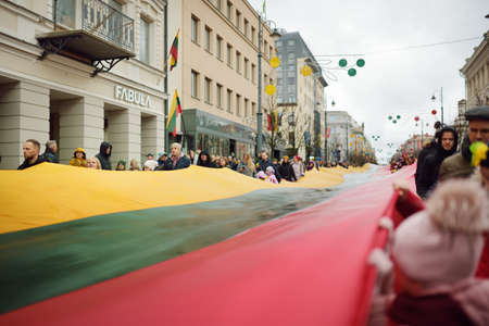 VILNIUS, LITHUANIA - MARCH 11, 2020: Thousands of people taking part in a festive events as Lithuania marked the 30th anniversary of its independence restoration.のeditorial素材