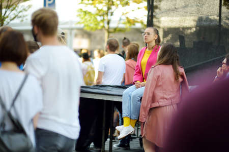 VILNIUS, LITHUANIA - SEPTEMBER 5, 2020: People attending annual Nations Fair, where masters from the national communities of Lithuania present their arts, crafts, national customs and traditions.のeditorial素材
