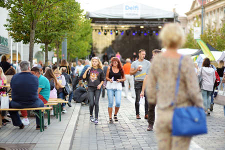 VILNIUS, LITHUANIA - SEPTEMBER 5, 2020: People attending annual Nations Fair, where masters from the national communities of Lithuania present their arts, crafts, national customs and traditions.のeditorial素材