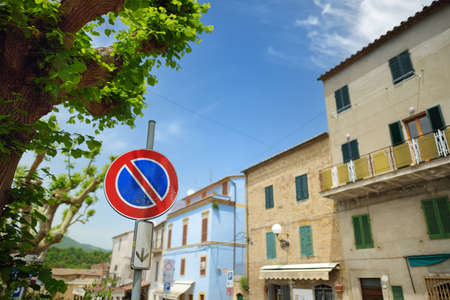 The narrow streets of Sorano, an ancient medieval hill town hanging from a tuff stone over the Lente...