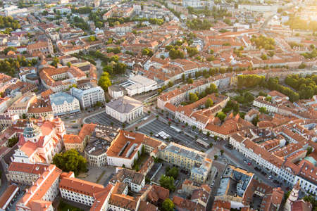 Aerial view of Vilnius Old Town, one of the largest surviving medieval old towns in Northern Europe....