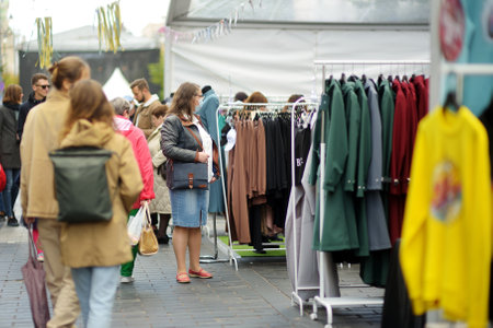 VILNIUS, LITHUANIA - SEPTEMBER 19, 2021: People attending annual Nations Fair, where masters from the national communities of Lithuania present their arts, crafts, national customs and traditions.のeditorial素材