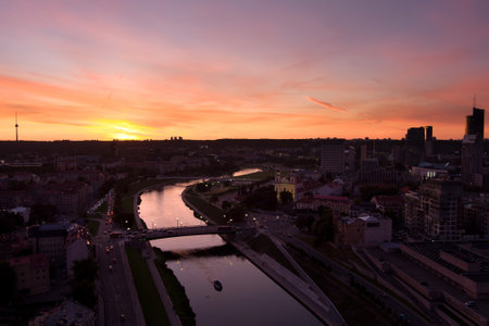 Aerial view of Vilnius Old Town, one of the largest surviving medieval old towns in Northern Europe....