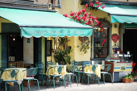 NEMI, ITALY - MAY 2011: Beautiful medieval street in scenic town of Nemi, Italyのeditorial素材