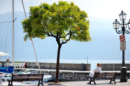 GARGNANO, ITALY - MAY 2011: Beautiful views of Gargnano, a small town and comune in the province of Brescia, in Lombardy, situated on the western shore of Lake Garda.のeditorial素材