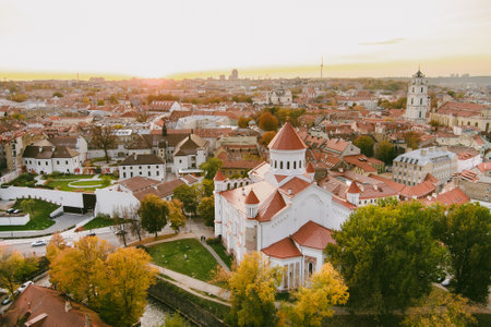 Aerial view of the Cathedral of the Theotokos in Vilnius, the main Orthodox Christian church of...