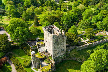 Blarney Castle, medieval stronghold in Blarney, near Cork, known for its legendary world-famous magical Blarney Stone, and renowned awe Blarney Gardens. County Cork, Ireland.の写真素材
