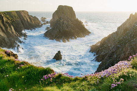 Most iconic and photographed landscape at Malin Head, Ireland's northernmost point, Wild Atlantic Way, spectacular coastal route. Wonders of nature. Numerous Discovery Points. Co. Donegalの写真素材