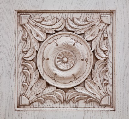 Carved pattern on wood, element of decorの写真素材
