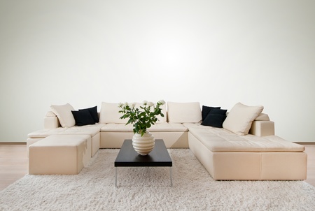 Modern interior with free wall space の写真素材