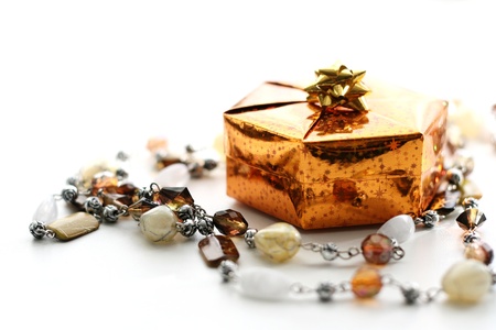 gift box with decorationの写真素材