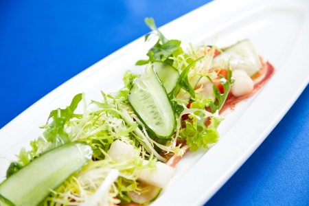 Closeup of juice fresh saladの写真素材