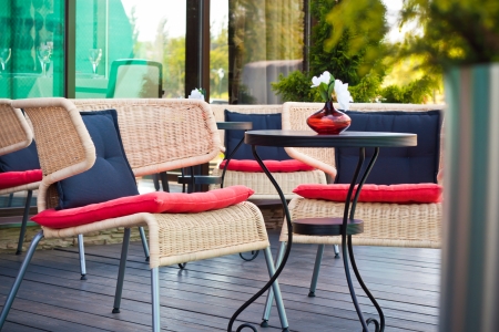 Summer terrace, close up photoの写真素材