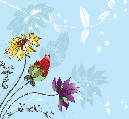 Floral illustration, hand-drawn, vector のイラスト素材