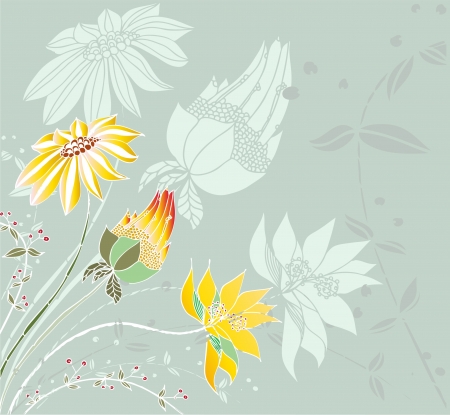 Floral illustration, hand-drawn, vector のイラスト素材