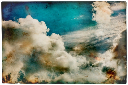 Grunge old paper with cloudy sky, retro style backgroundの写真素材