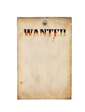 Wanted poster isolated on whiteの写真素材