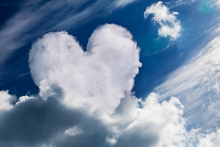 Heart shaped cloud, symbol of love の写真素材