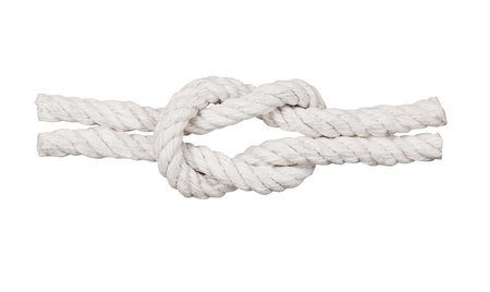 Rope with knot, isolated on white background の写真素材