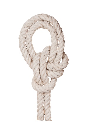 Rope with knot, isolated on white background の写真素材