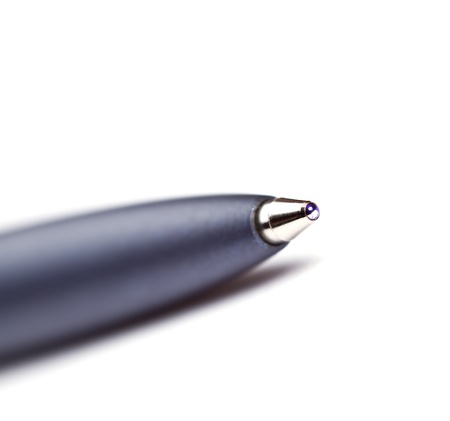 Ballpoint pen on white background, macro の写真素材