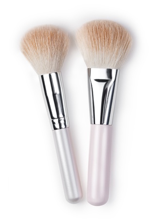 Cosmetic brushes on white の写真素材