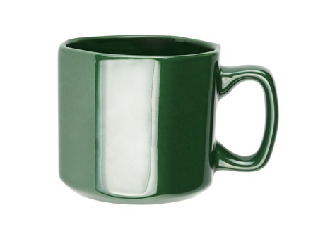 Green cup isolated on white backgroundの写真素材