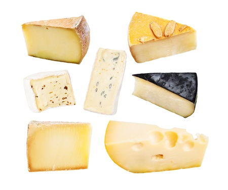 Set of cheese isolated on a white background 