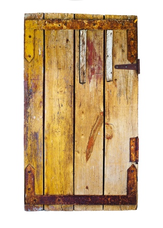 Old wooden door isolated on white の写真素材