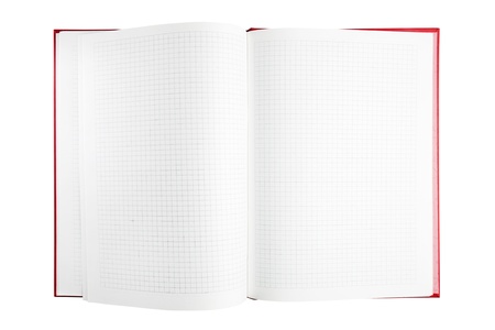 Blank open notepad isolated on white の写真素材