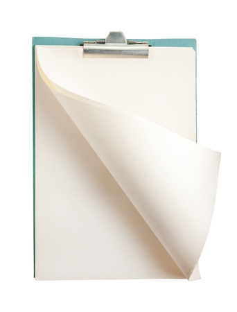 Blank open notepad isolated on white の写真素材