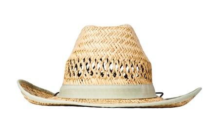 Straw hat, isolated on white の写真素材