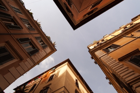 Crossing buildings in Rome, Italyの写真素材