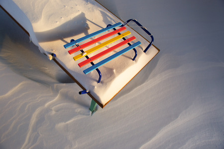 Sled in the snow の写真素材