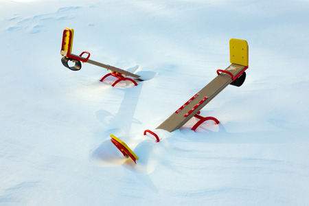Playground in snowの写真素材