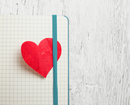 Red heart bookmarkの写真素材