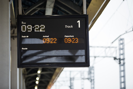 Railway platform information displayの写真素材