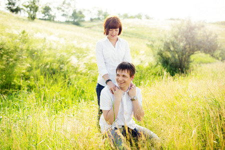Happy couple outdoor, summertimeの写真素材