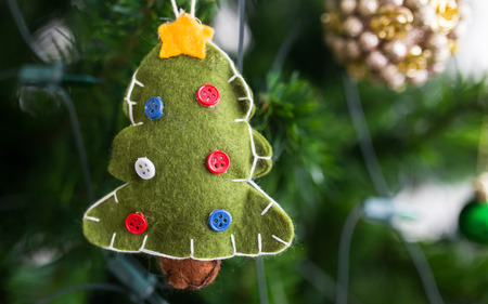 Christmas decoration on treeの写真素材