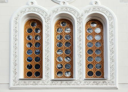 Architecture and windows of renaissance style classical buildingの写真素材