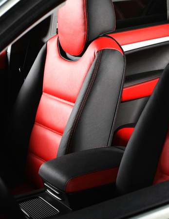 Leather car seat close up photoの写真素材