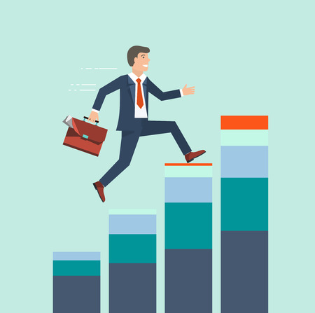 Businessman climbing rising stock to success concept. Business growth conceptのイラスト素材