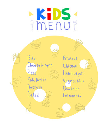 Cute colorful kids meal menu design templateのイラスト素材