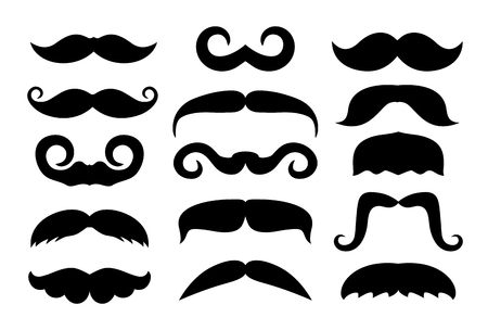 Vector set of different mustache silhouette icons.のイラスト素材