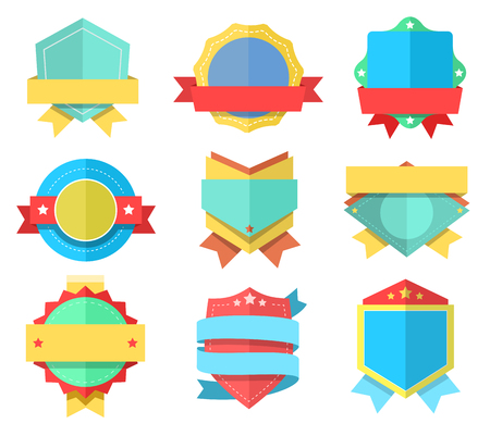 Flat style badge icons set. Vector badges, simple style designのイラスト素材